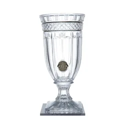 luxurious footed home decor crystal glass vase with gold lines for home hotel table flower arrangement