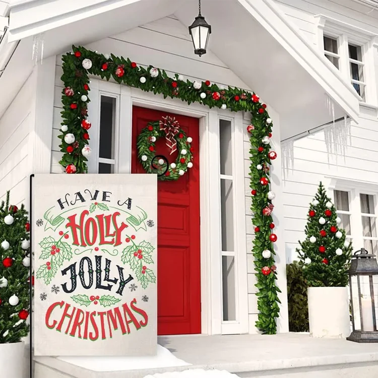 High Quality Custom Double-Sided Polyester Garden Flag Outdoor Usage Promotional Happy Christmas Festival Banner