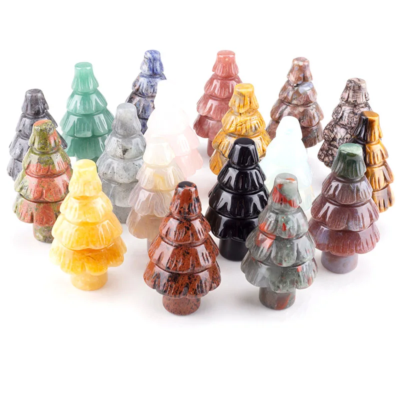 Hot Sale Nature Crystal Quartz Carving Christmas Trees Crystal Crafts Healing for Christmas Decoration