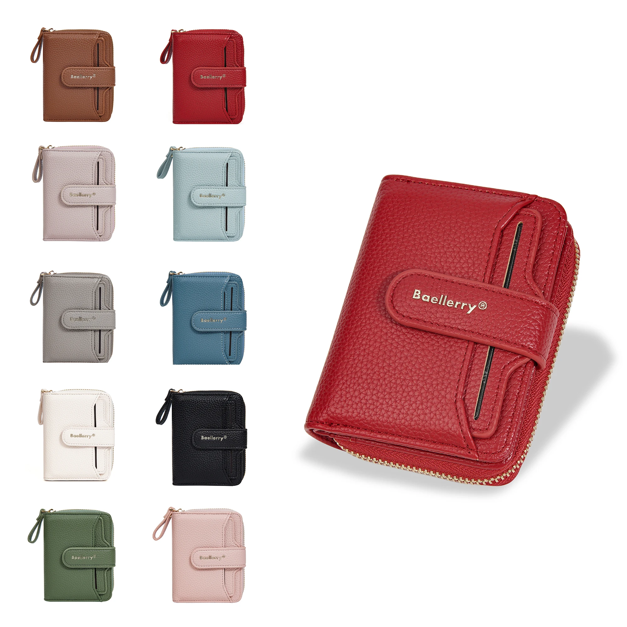 Baellerry Ladies Zipper Coin Purse Fashion designer card holder PU leather Fashion Ladies short Wallets
