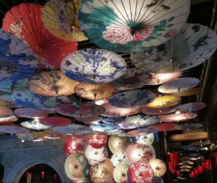 Japanese Chinese Ceiling Decoration Umbrellas Craft Dance Props Parasols Traditional Culture Handmade Silk Oiled Paper Umbrella