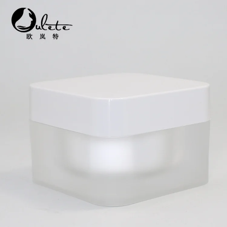 white square acrylic cosmetic jar  frosted facial moisturizer cream jar 30g 50g
