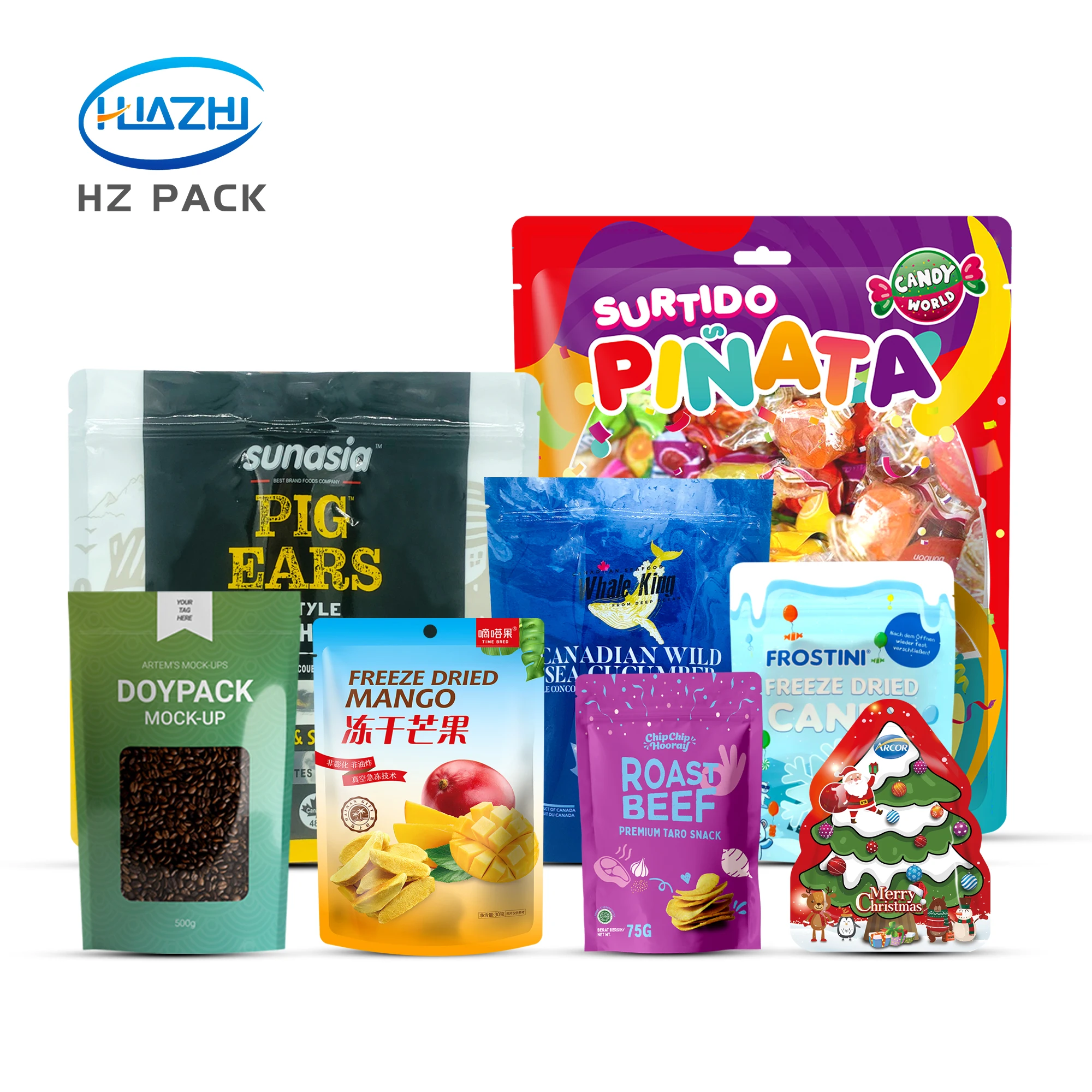 Custom Food Grade Resealable Plastic Stand up Zipper Pouch Ziplock Bag for Potato Chips Dried Fruit Sanck Packaging Doyapck