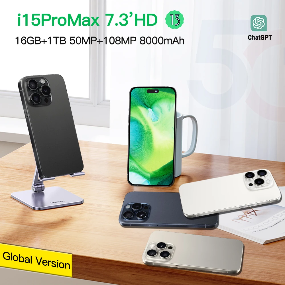 Newest Phone 15 pro max nuevo original 12+512GB 5g 6.7inch Screen Dual Sim Card I 15 phone 15 Pro Max 5g De Smartphones