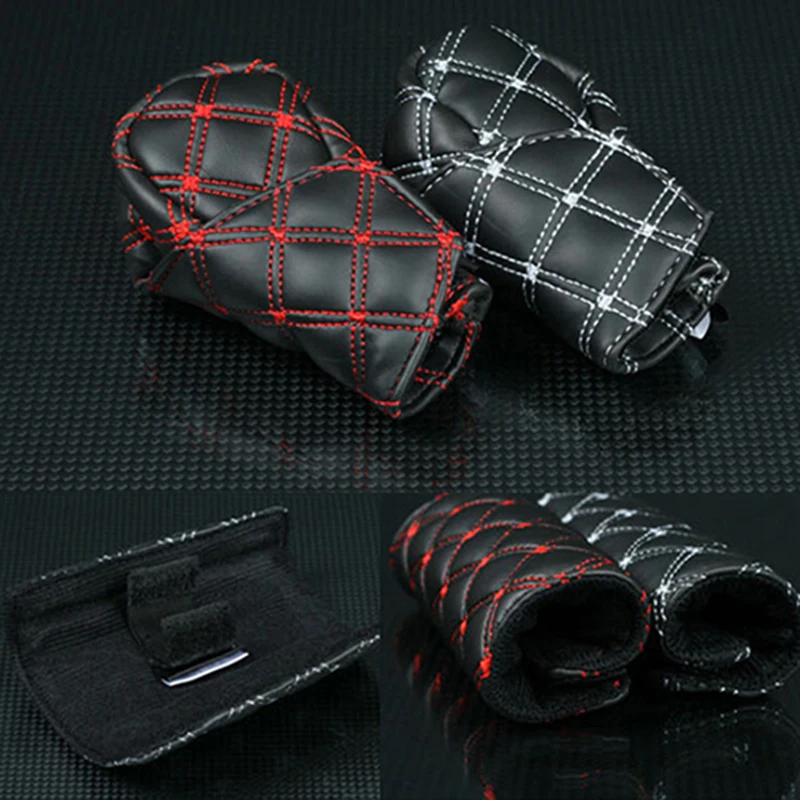 2Pcs/Set Faux Leather Hand Brake Shift Knob Cover Gear Case Car Interior Decor Car Gear Knob Cover