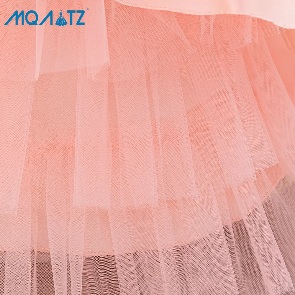 MQATZ Wholesale Baby Pink Flower Dress Girls Satin Western Style Knee-Length 1 Year Birthday Dress
