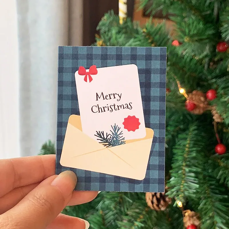 Wholesale New Design mini folding card for Christmas Greeting Gift Cards Christmas paper Gift Card for gift message leaving