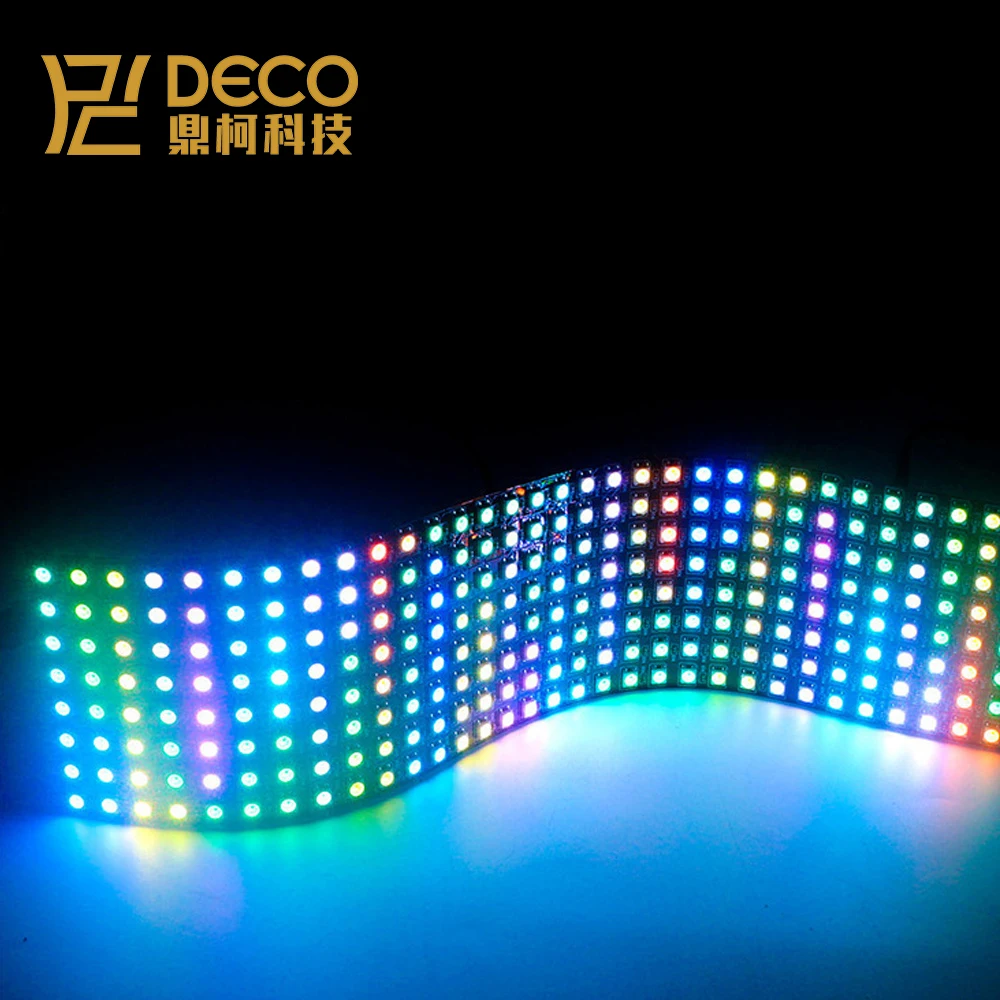 Светодиодная гибкая матричная лента WS2812B RGB DC5V P6 P10 P16 8x8 16x16 8x32 пикселей адресуемый экран