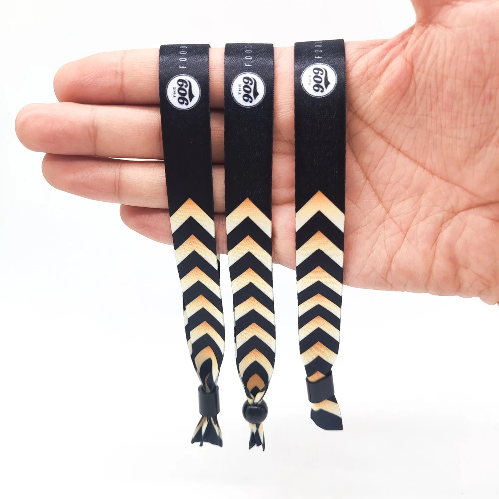 Custom Disposable Polyester Satin Wristband Sublimation Woven Fabric Bracelet Festivals Events Barrel Lock Promotional Wristband
