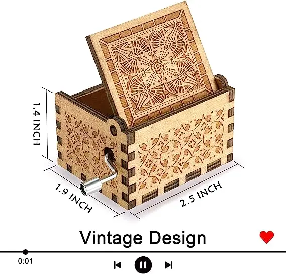 Custom walnut You are My Sunshine Hand Crank Vintage Laser Engraved Small Wooden Music Box