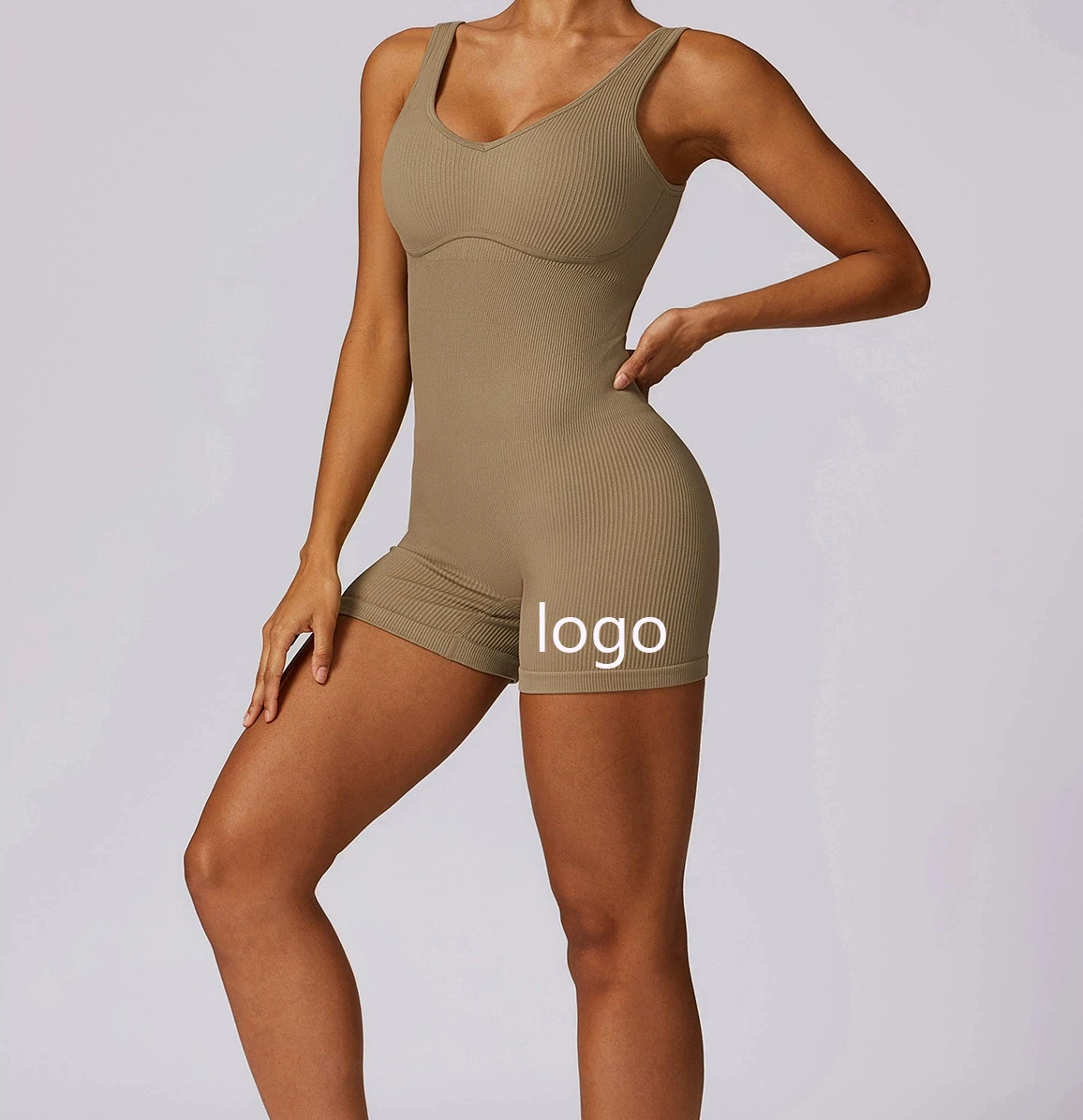 Custom Logo New Design Yoga Body Conscious Jumpsuit Ladies Dance Wear Open Back One Piece Women Seamless Training Rompers