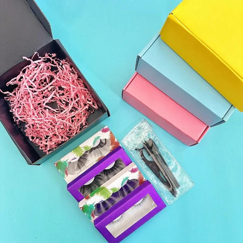 High Quality and 25mm Faux Mink Fur Eyelashes Handmade Natural Long Style Mystery Box of Silk Eyelash Gift Boxes