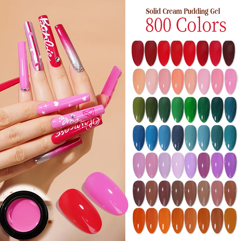 R S Nail High Quality Gel Polish Pudding Nail Painting UV Gel Free Sample 800 Colors Solid Pudding Painting Color Gel