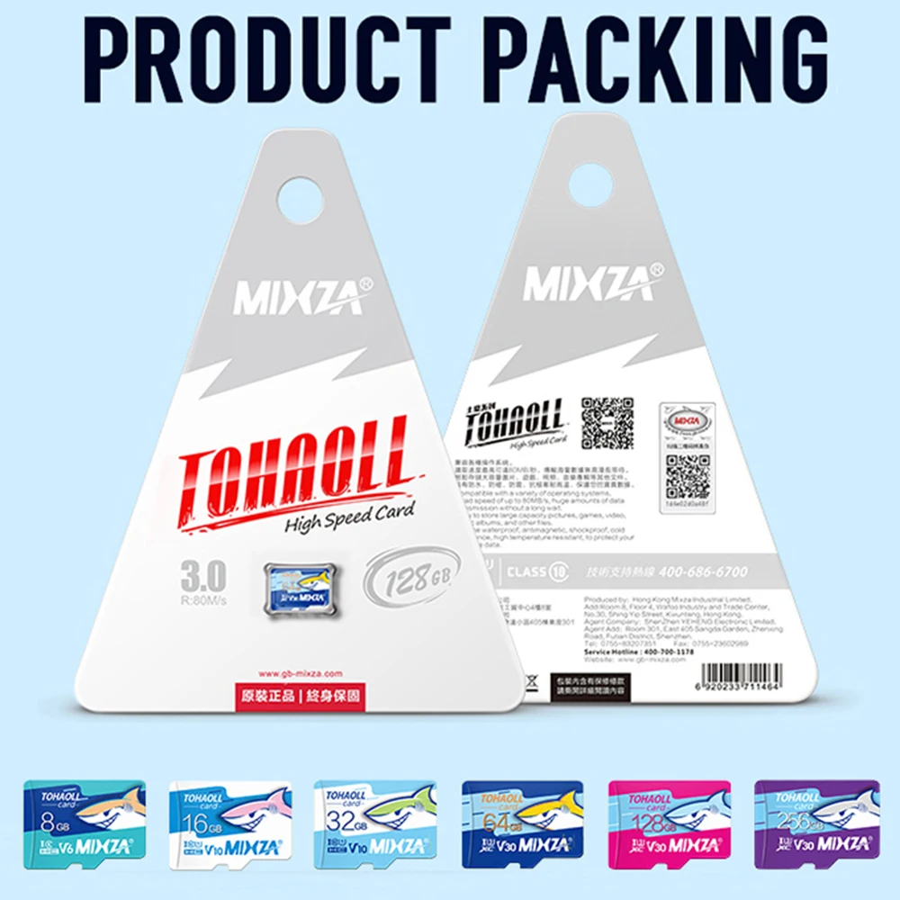 MIXZA Original Shark Serial Micro TF Memory Card 128GB Memoria Kart Class 10 U1 Flash Memory Card For Camera CCTV Phone Tablet
