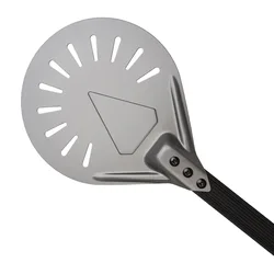 MJ Turning Pizza Peel Aluminum Round Perforation Pizza Peel with Outdoor Pizza Oven Accessories