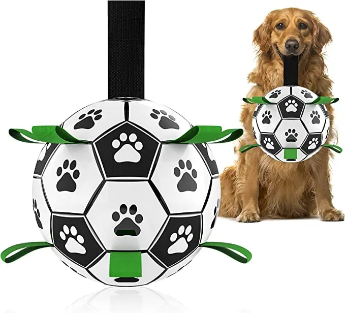 Kinyu Pet Supply In Stock Hot Sell Interactive Pet Toy Dog Soccer Ball with Tabs