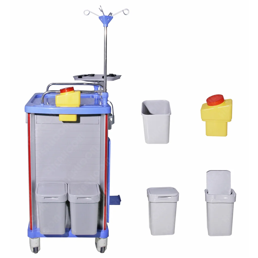 Hot Sale Hospital Trolley Multi-function Cart Medication Emergency Anesthesia Trolley with Mute Wheel