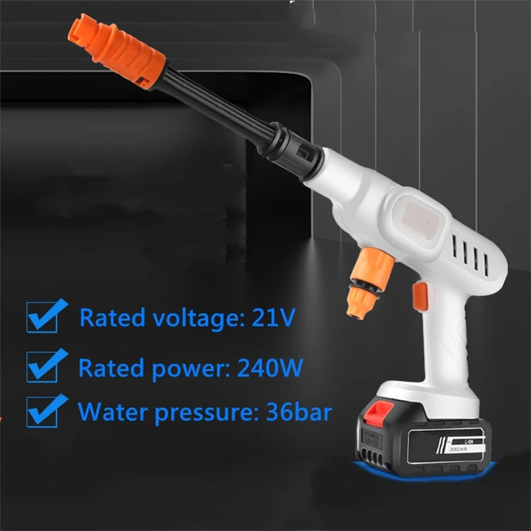 21V Lithium Battery Rechargeable  Used Car Wash Machine High Pressure Gun Car Washer Spray Gun for Water