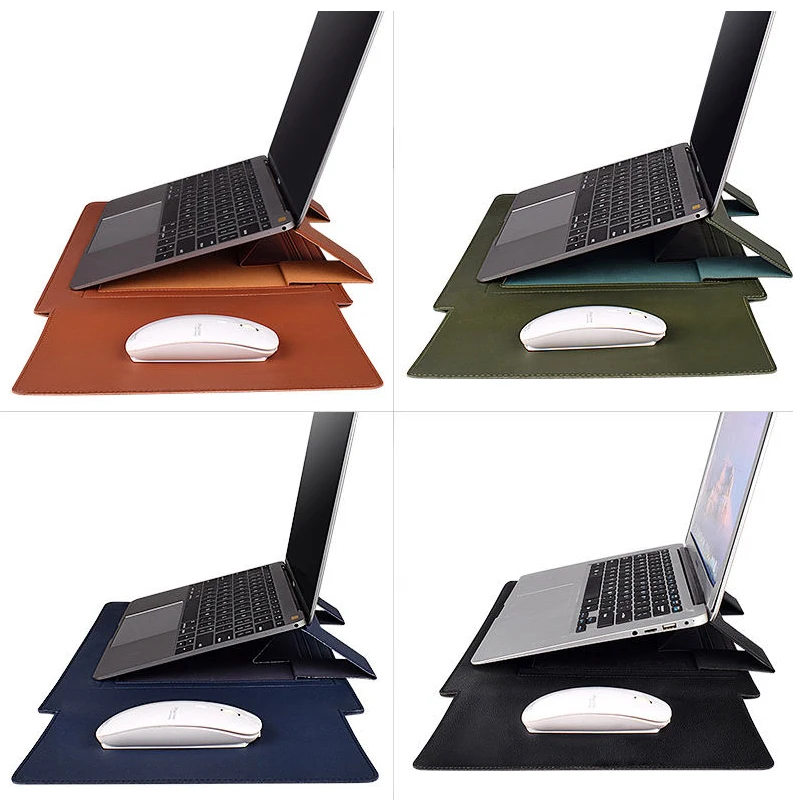 Стильная водонепроницаемая сумка для ноутбука 13, 14, 15 дюймов, сумка из искусственной кожи для путешествий, бизнеса, планшета, ноутбука, чехол, сумка для ноутбука с подставкой