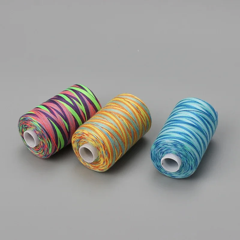 New High Quality Sewing 1000 Yards Rainbow Gradient Line Colorful Polyester Thread Suitable For Sewing Needlework