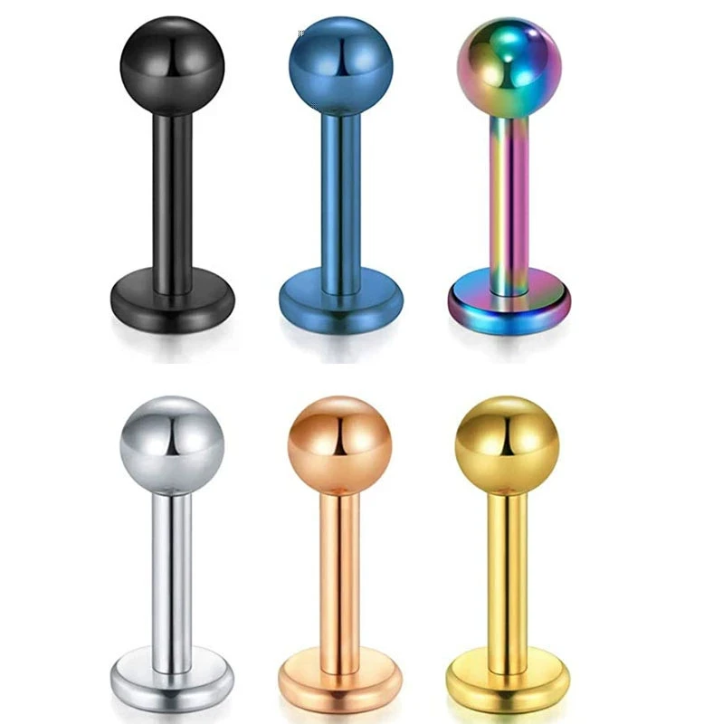 wholesale 8/10mm Labret Lip Piercing Jewelry insert external ball shape sharp cone shape Nose Rings gold black lip rings
