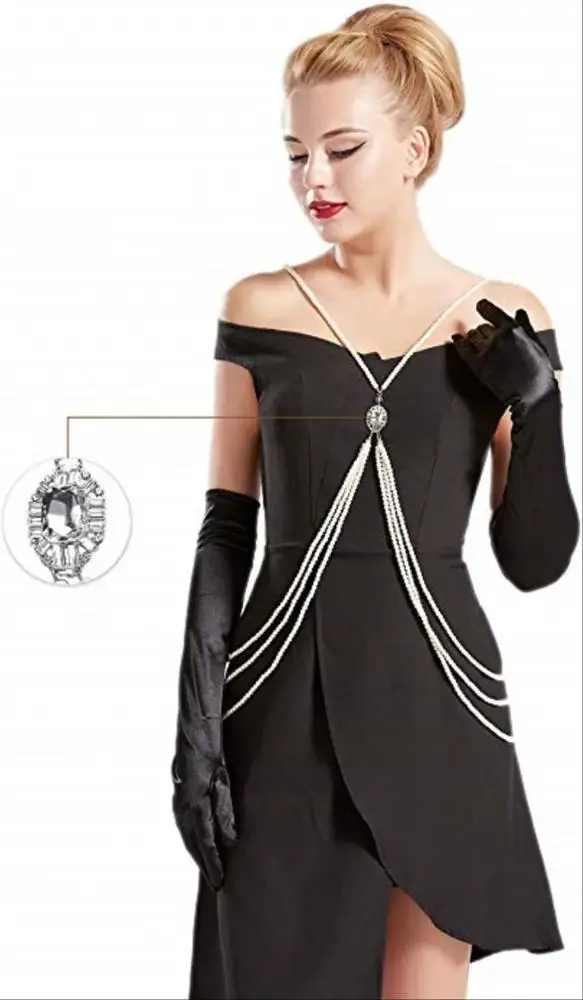  1920S Pearl Body Chain For Evening Party Crystal Gatsby Imitation Flapper