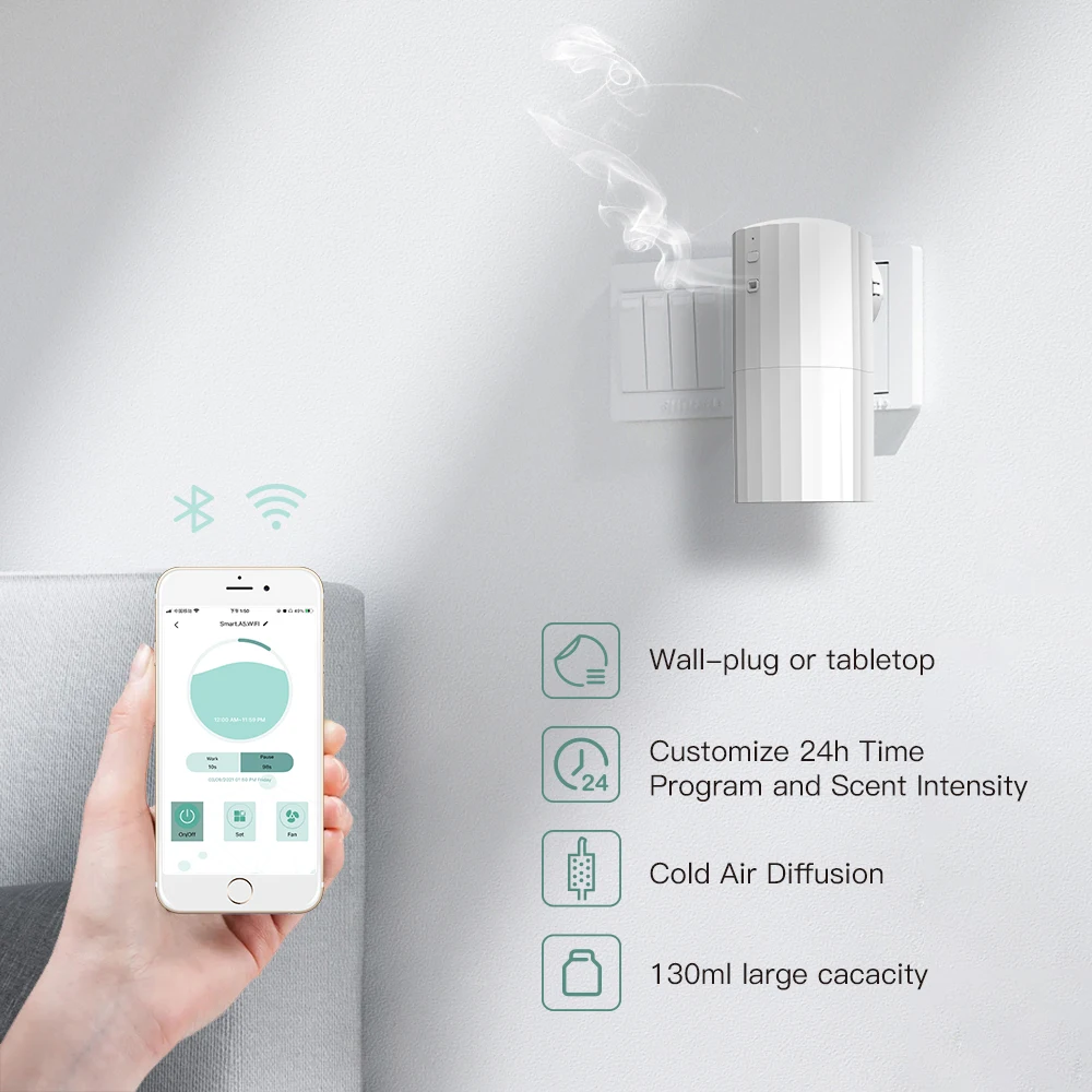 Bluetooth Wi-Fi приложение плагин масляный Настенный Диффузор Электрический эфирный аромат настенный