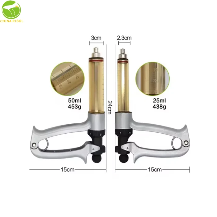Various Capacity Animal Vaccine Injector Poultry Vaccines Veterinary 25ml50mlSemi-Automatic Syringe