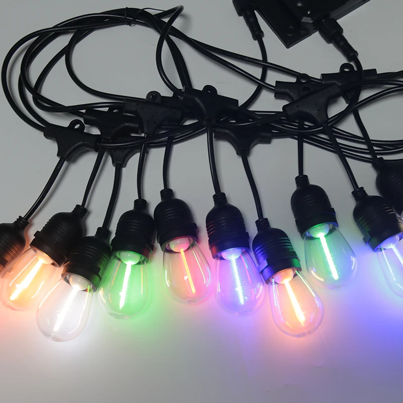 String Lights for Outside RGB Color Changing Waterproof Shatterproof garden Garland light S14 LED Bulb