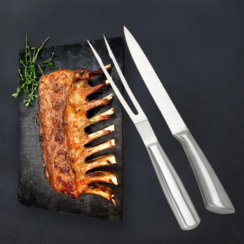 2pcs BBQ Chef Knife Set With Hollow Handle Durable Metal 3Cr13 Sharp for Cutting Household Use or Kitchen Plastic