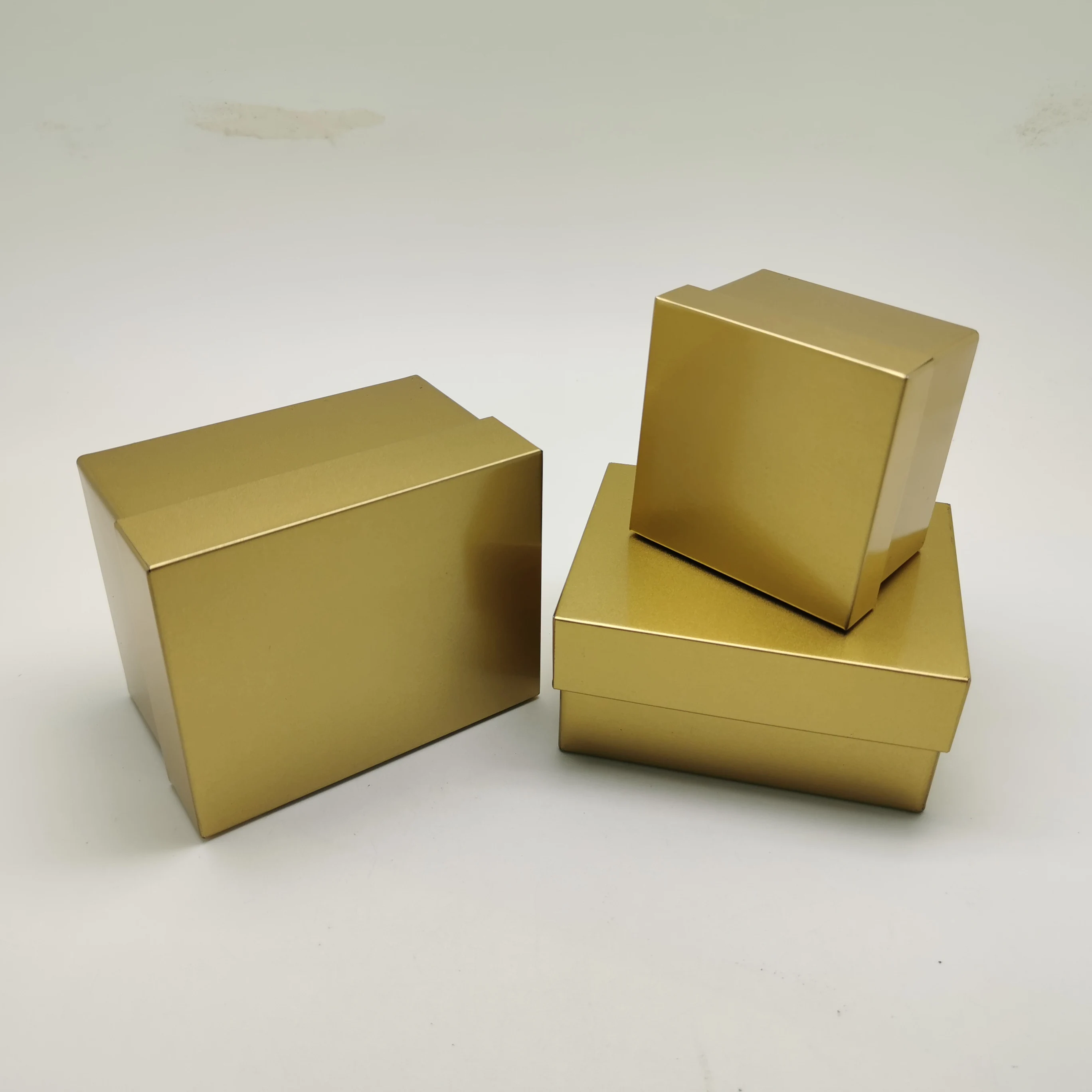Three-piece Tin Can Supplier Custom Luxury Gold Square Rectangular Right-angle Tea Tin Case Tinplate Boxes for Storage Packing