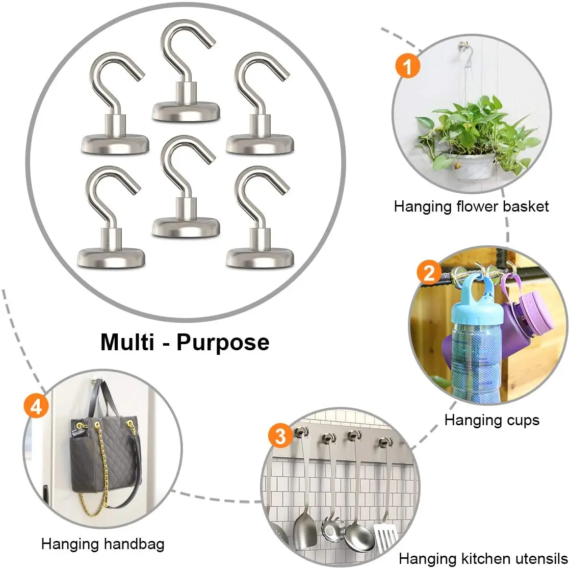 High Quality Cheap Price 25LBS Magnetic Hooks Strong Neodymium Rare Earth Magnet Hooks For Fridge whiteboard