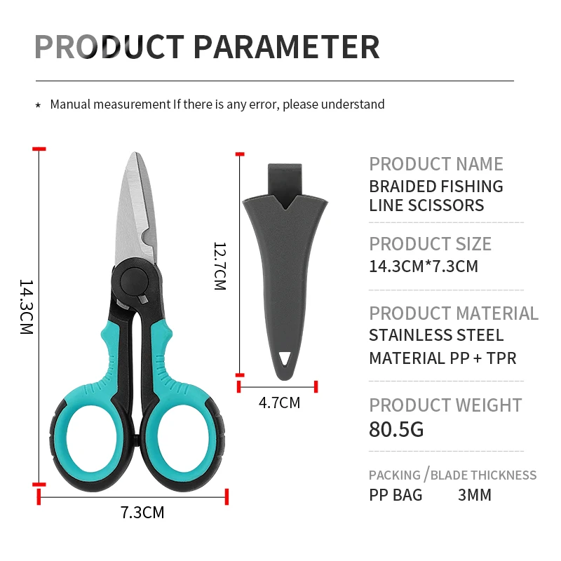 Braid Line Lure Cutter Cutting Fish Use Fishing Scissor Colorful Handle Multifunctional Fishing Scissors