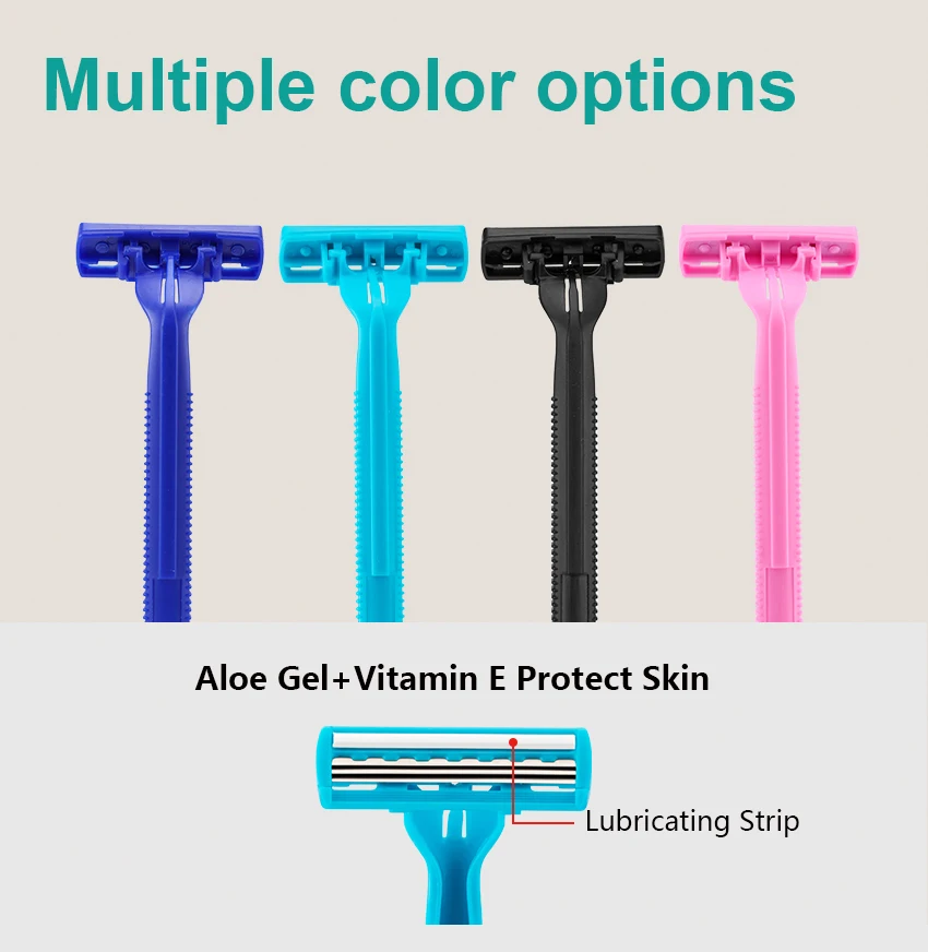 Pearlmax 5pcs/pack Blue Thriple Blades Body Facial Shaving Kit Plastic Handle Women Disposable Razor