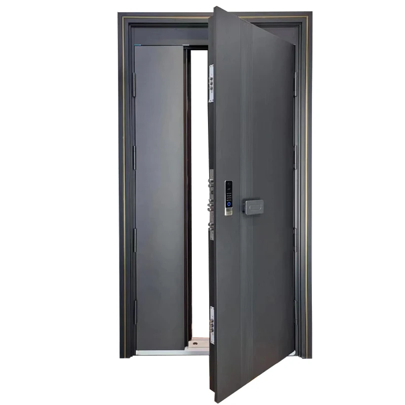 Customized 2024 New Modern Luxury classic design double door outside aluminium alloy villas security door Exterior Steele Door