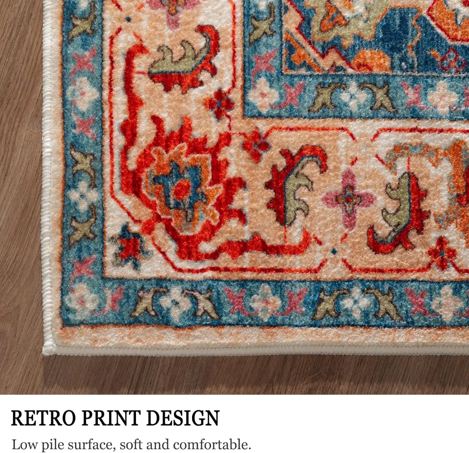 Luxury Vintage Design Multicolored Turkish Style Design  Living Room Laundry Room Indoor Mat Non Slip Machine Washable Rugs
