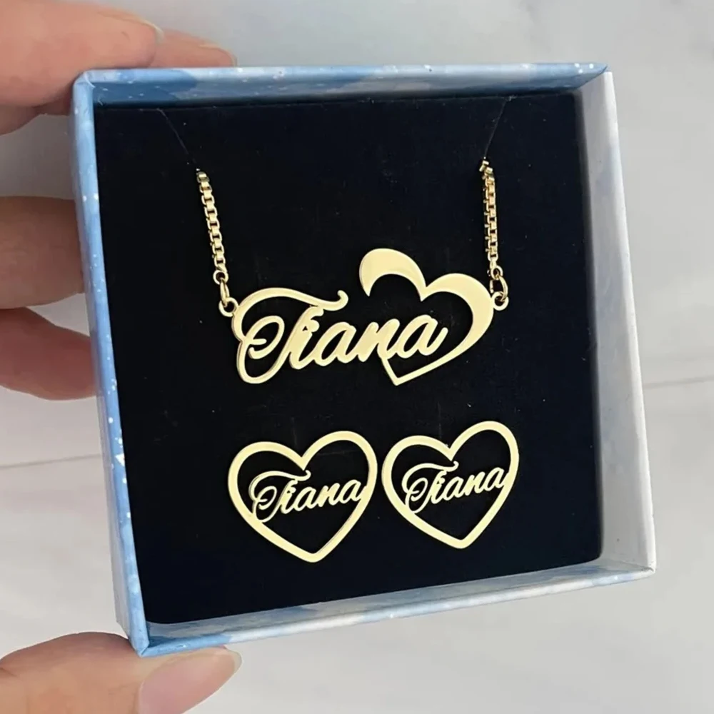 wholesale stainless steel jewelry set Jewelry Set Custom Name Pendant Engraving Letter Bracelet For Children Bab