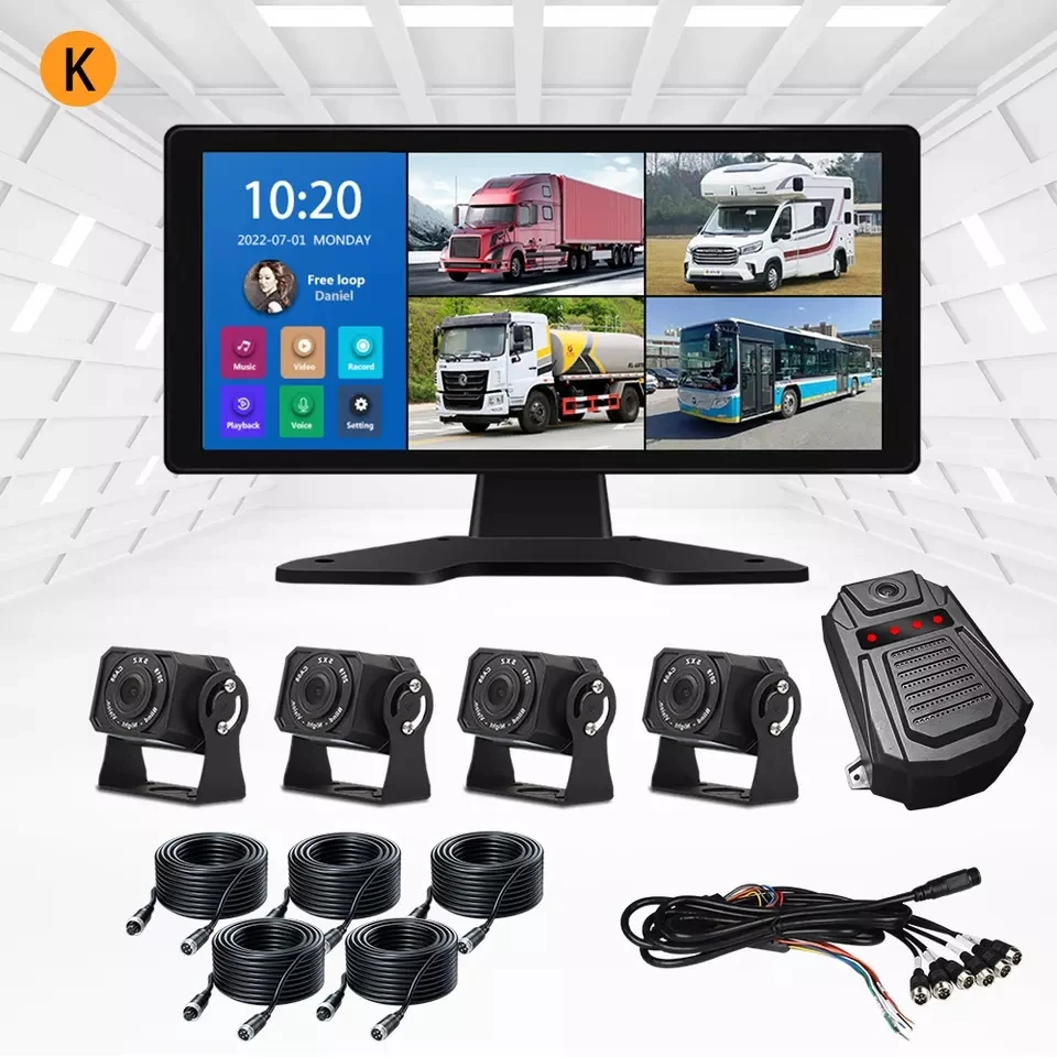 Portable Popular 10.36 Inch Quad Split with DVR 4K Mirror Link and Carplay for Monitor Truck Backup Camera