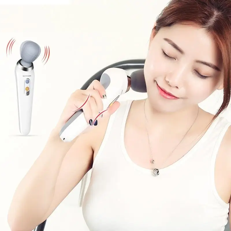 Heat Vibration Electric Handheld Deep Tissue Vibrating Hand Held Roller Body Back Neck Massage Hammer Stick