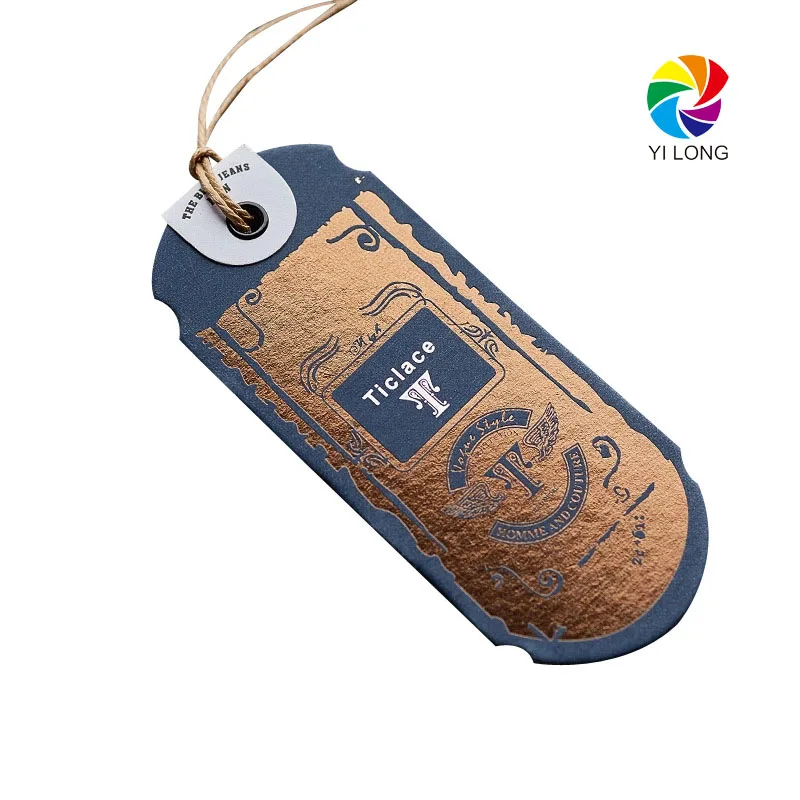 New Design Golden Foil Luggage Tag Clothes Bags Label Tags Paper Hang Tag For Garments