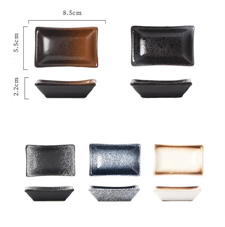 Harmony Originality Japanese Tableware Restaurant Wholesale Small Dish Product Rectangle Ceramic Dipping Sauce Dish