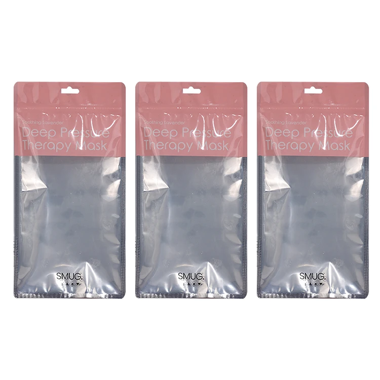 Wholesale Print Facial Mask Pink Zipper Pouch Glossy Bag Resealable Small Stand Up Clear Plastic Bag Cosmetic