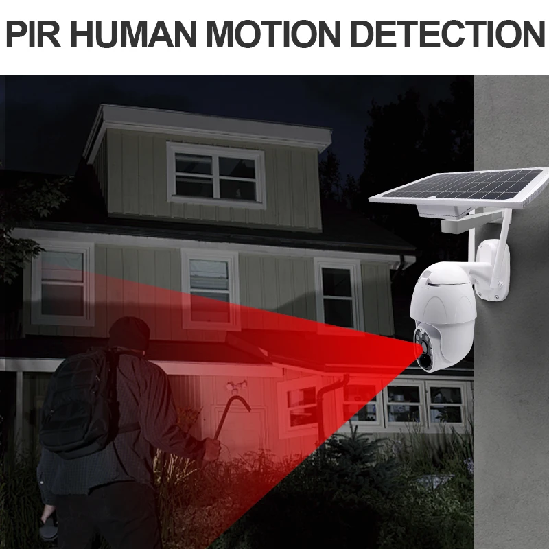 Solar Panel Camera Wifi Version PTZ 4X 1080P Outdoor Security Wireless Monitor Waterproof CCTV Smart Home Surveillance