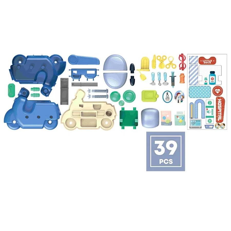 Cartoon Medicine Box Hospital Ambulance Doctor Toys Suitcase for Girls Boys