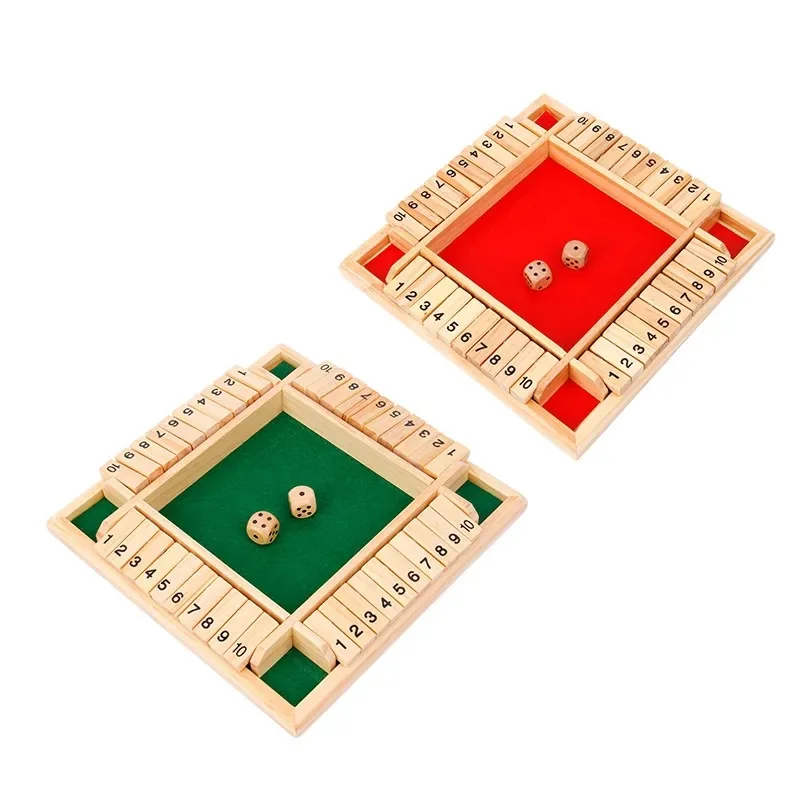 Four-Sided Flip Card Games Intellectual Educational Game Box Dice Toyswooden Number Board Games