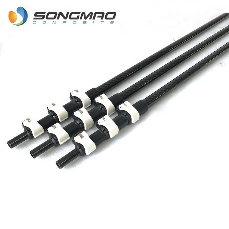 custom carbon extension pole rod for window cleaning 22ft 25ft 3k weave carbon fiber telescopic pole