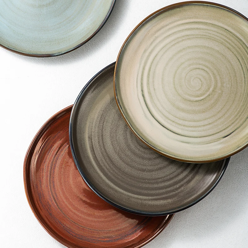 The themed restaurant casual crockery stoneware round flat side plate dinner plates for buffet and banquet