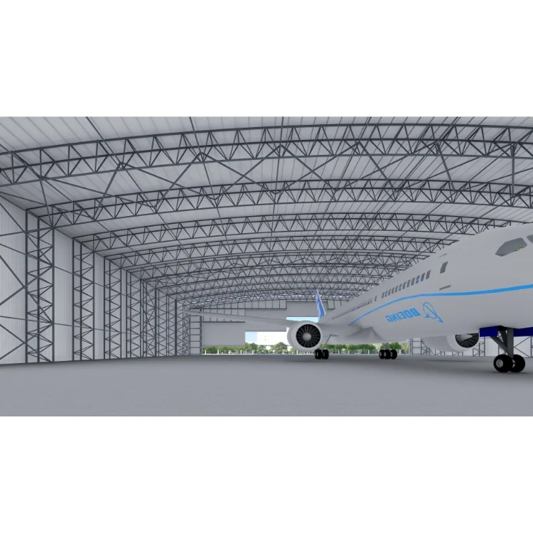 Prefab Aircraft Storage Hangar Prefabricated Steel Hangar , Steel Structure Metal Building Hangar Warehouse