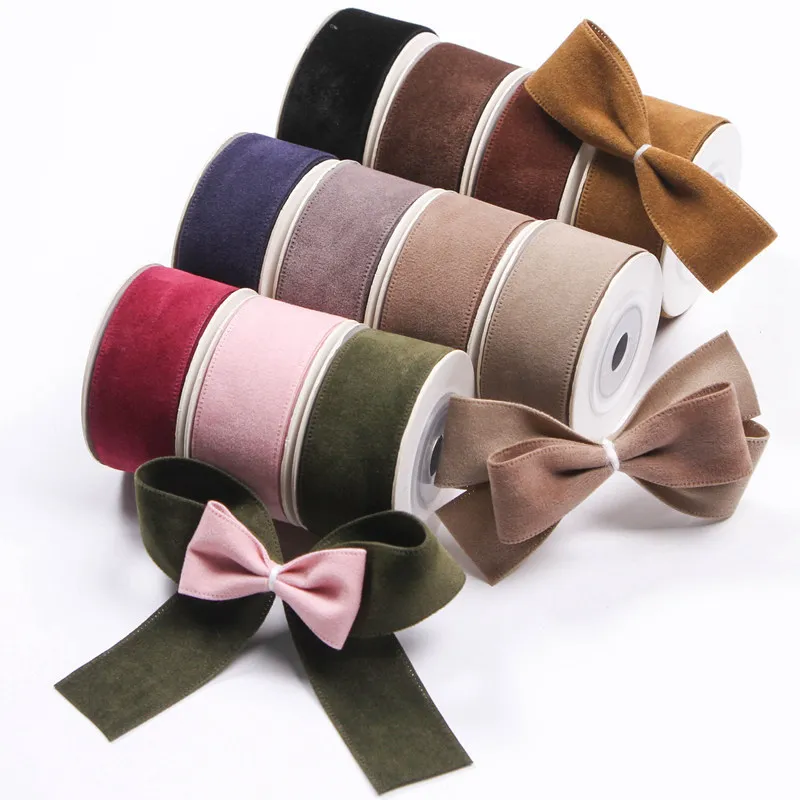 Fashion Sweet Double Sided Deer Skin Ribbon Velvet Ribbon for DIY Bow Hair Accessory