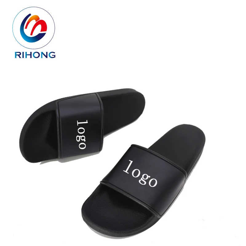 embossed logo custom slide performance pu design men sandal slipper embossed logo custom slide